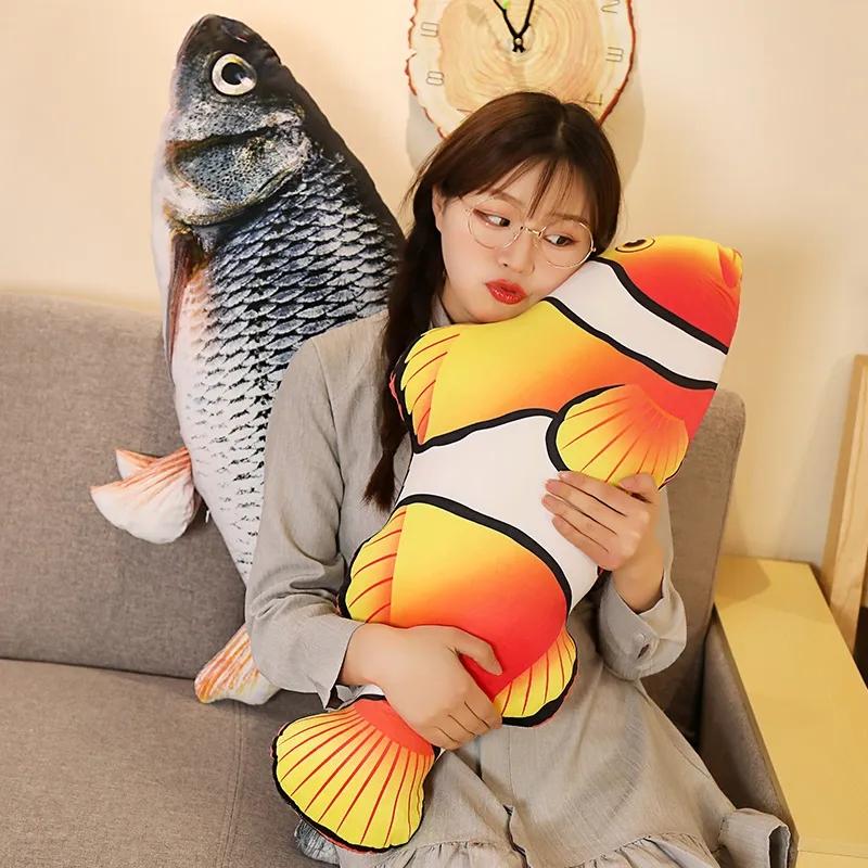 1pc 30-120cm 3D Simulation Gold Fish Plush Toys Stuffed Soft Animal Carp Plush Pillow Funny Sofa Pillow Cushion Gift Kids Toy