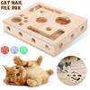 Интерактивная игрушка для кошек Деревянная когтеточка-пазл Обогащающая коробка с шариком с колокольчиком и наждачной бумагой внутри Подарок Уход за когтями кошек Пазл-коробка