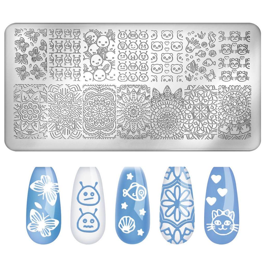 Прочная металлическая пластина для стемпинга ногтей с различными узорами для нейл-арта - 12 x 4 см