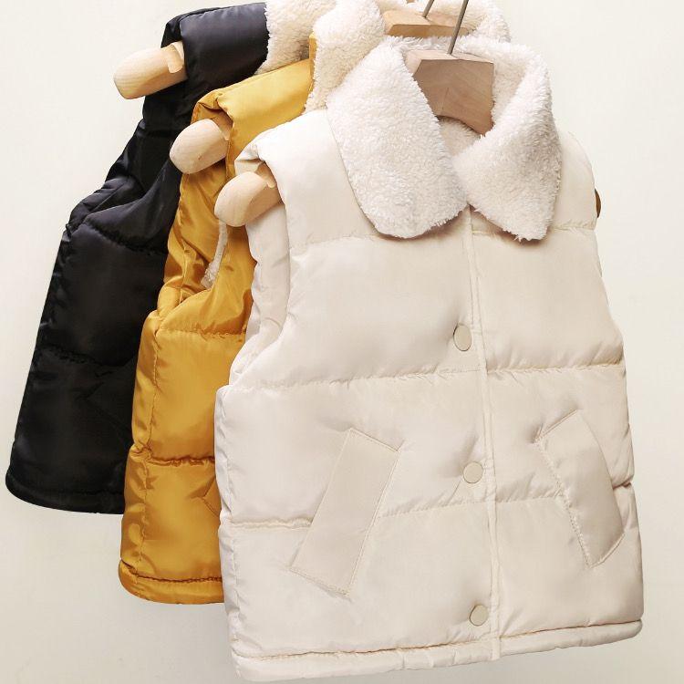 Детский жилет с изображением медведя юмора, осенне-зимний однотонный повседневный жилет без рукавов с v-образным вырезом, детское бархатное теплое детское пальто