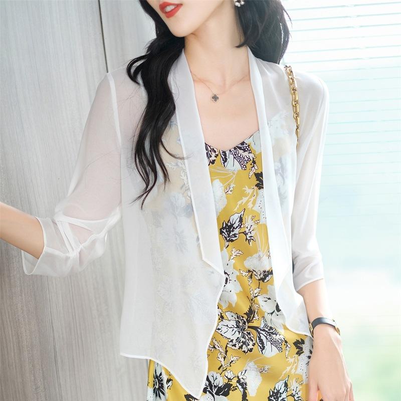 Летняя новая солнцезащитная одежда женская тонкая маленькая шаль рубашка с кондиционером короткий внешний кардиган топ