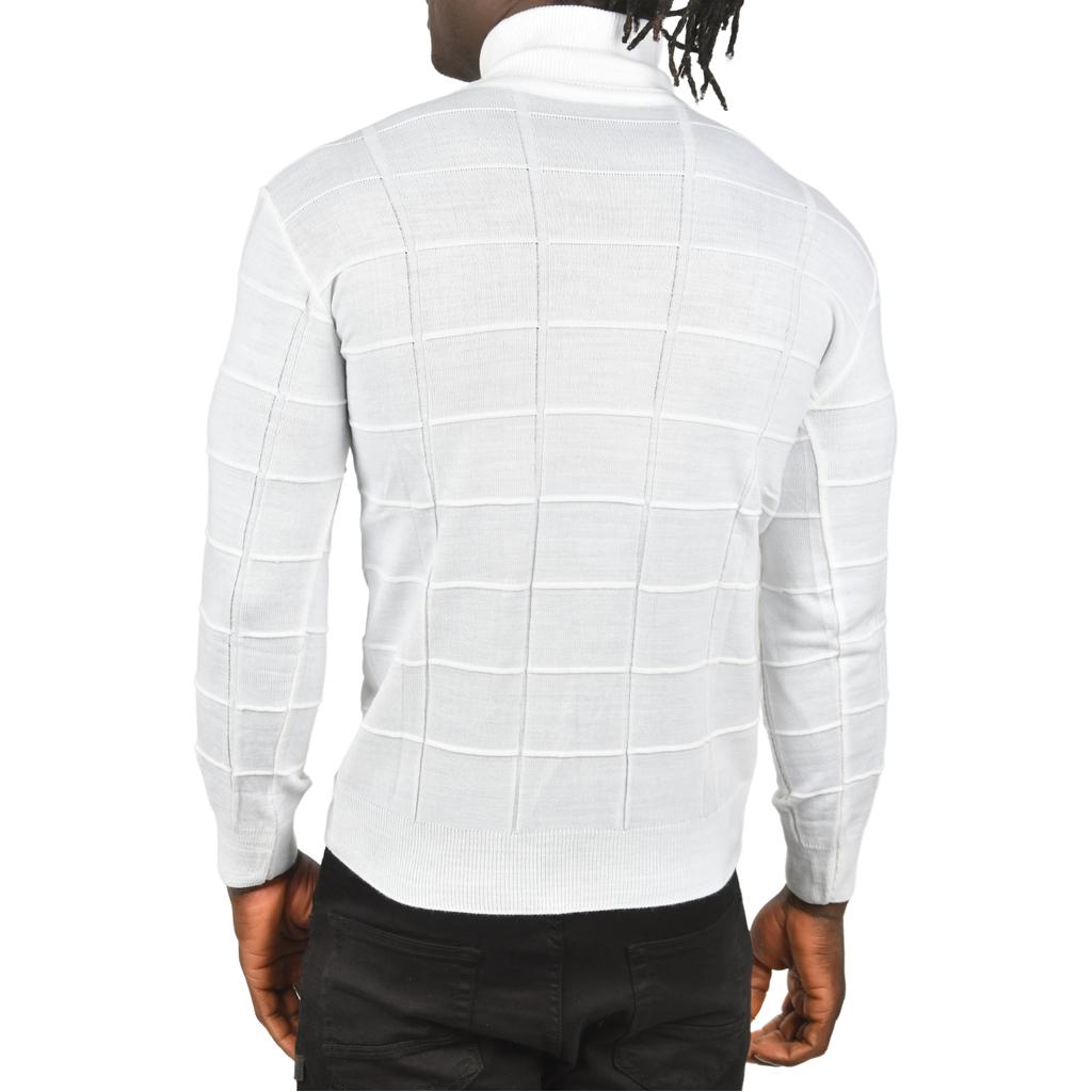 DeepSEA Square Patterned Turtleneck Slim Fit Turtleneck Knitwear Sweater 2505493