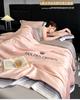 Sleeping grid washed ice silk digital wide edge embroidery summer quilt four piece set/single summer quilt - Bella series