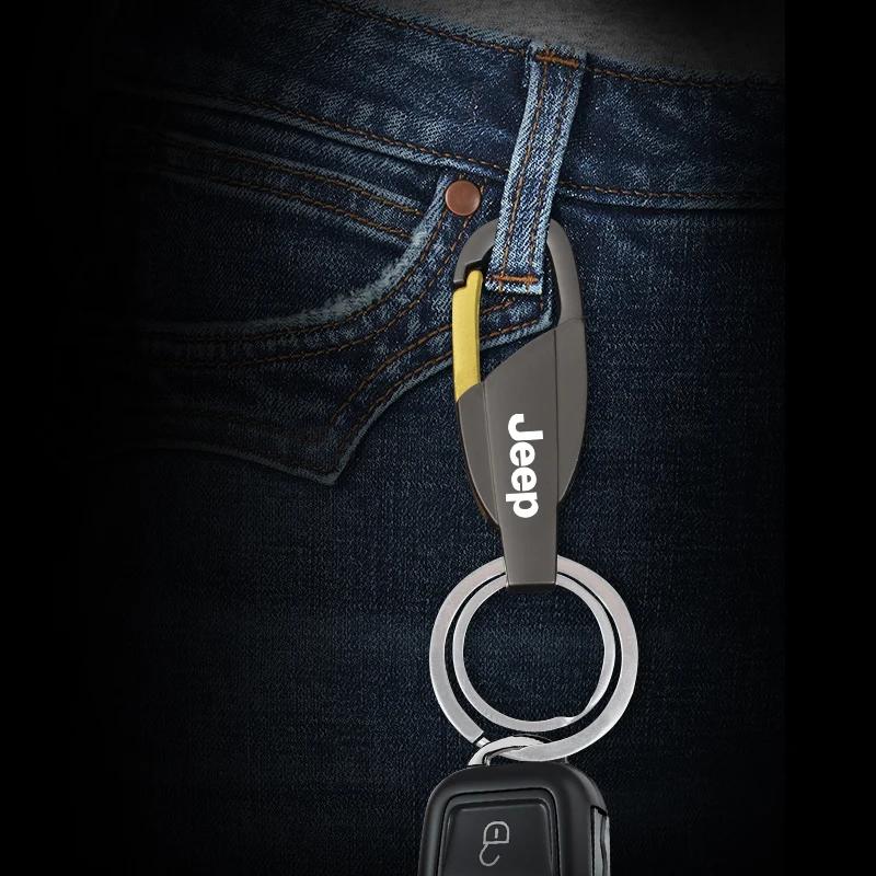 For Jeep Zinc Alloy Key Ring Car Keychain Customize Logo For Jeep Renegade Wagoneer Avenger Recon Wrangler JK Gladiator Compa