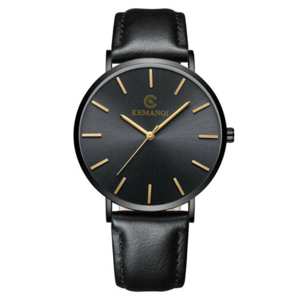 Gifts Fashion Business Simple Quartz Wrist Watch Men Watch 6.5mm Ultra Thin Genuine Leather Strap