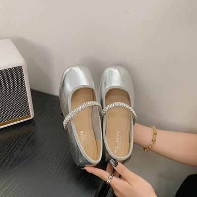 Fairy лето 2025 новые французские туфли Мэри Джейн с квадратным носком из атласа с мелким ароматом, женские балетки, нишевые интернет-знаменитости