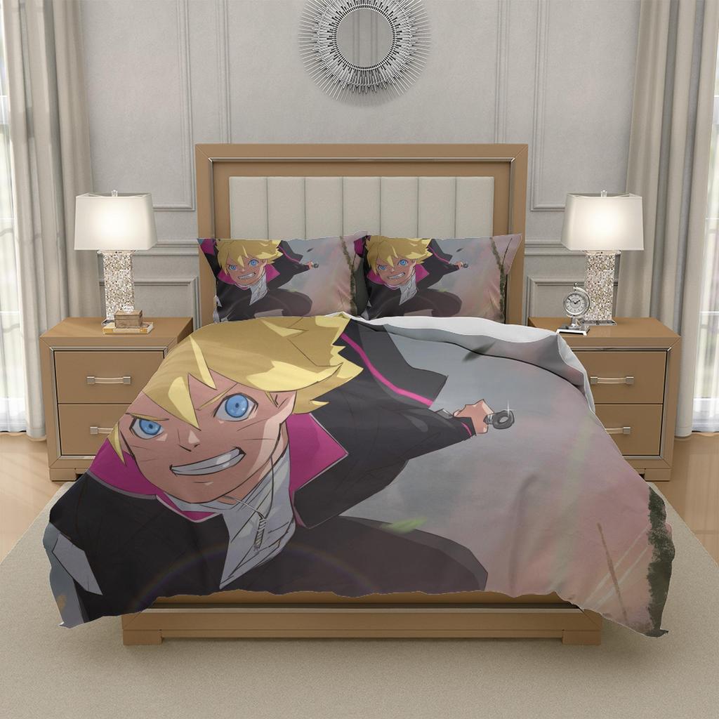 N-Naruto U-Uzumaki N-Naruto Anime Duvet Cover Bedding Set 3pcs Microfiber Boys Girls Bedroom EU 135x200 155x220 200x200, US UK AU Sizes