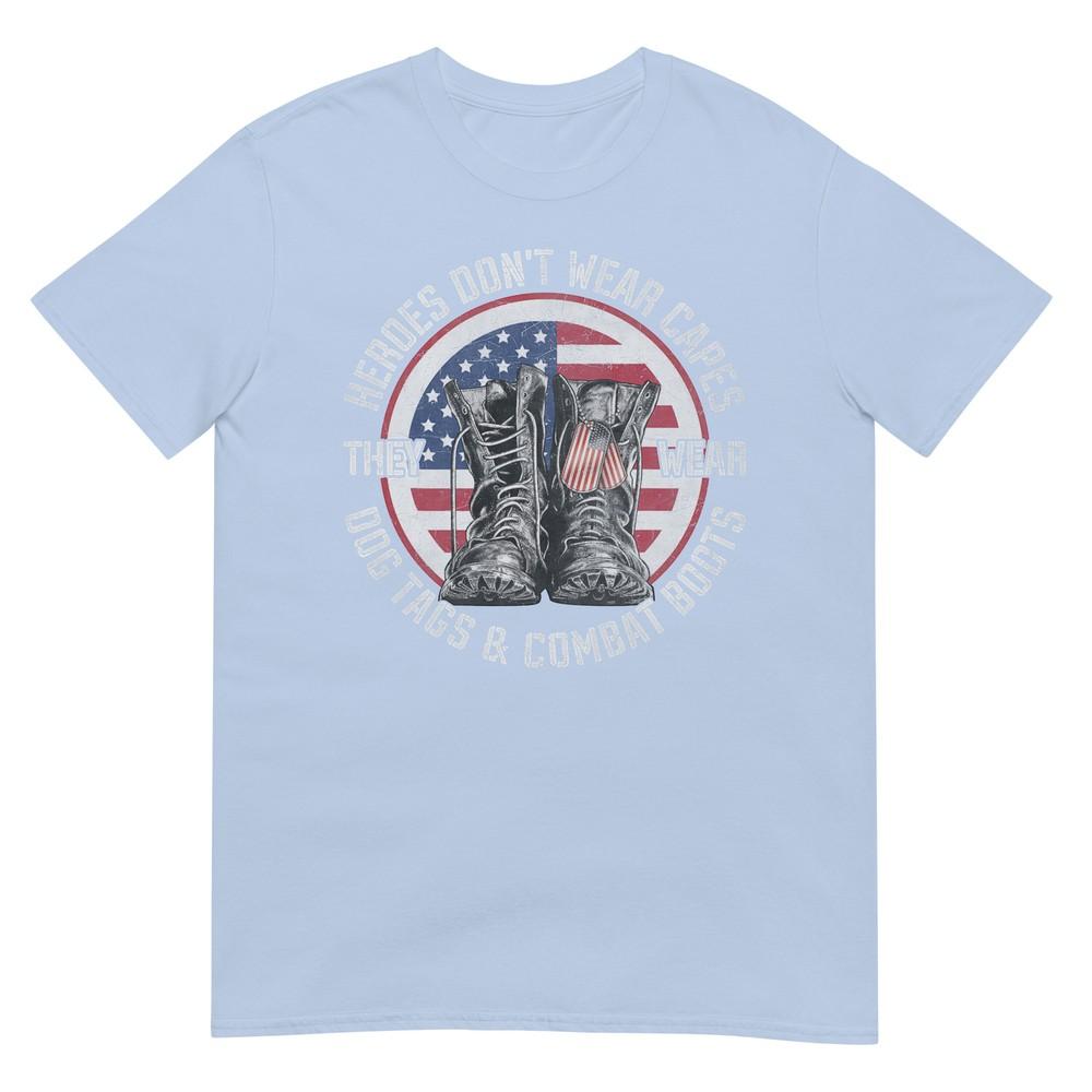 Heroes Dont Wear Capes They Wear Dog Tags Combat Boots Unisex Tshirt