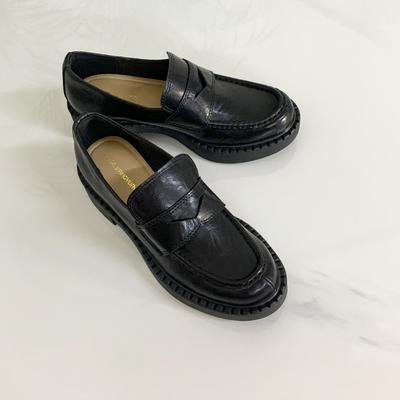 Найди второй волосок! Модная универсальная новая обувь-лоферы с толстой подошвой на одной педали, на высоком толстом каблуке, ленивые лоферы, одинарная обувь, маленькие кожаные туфли