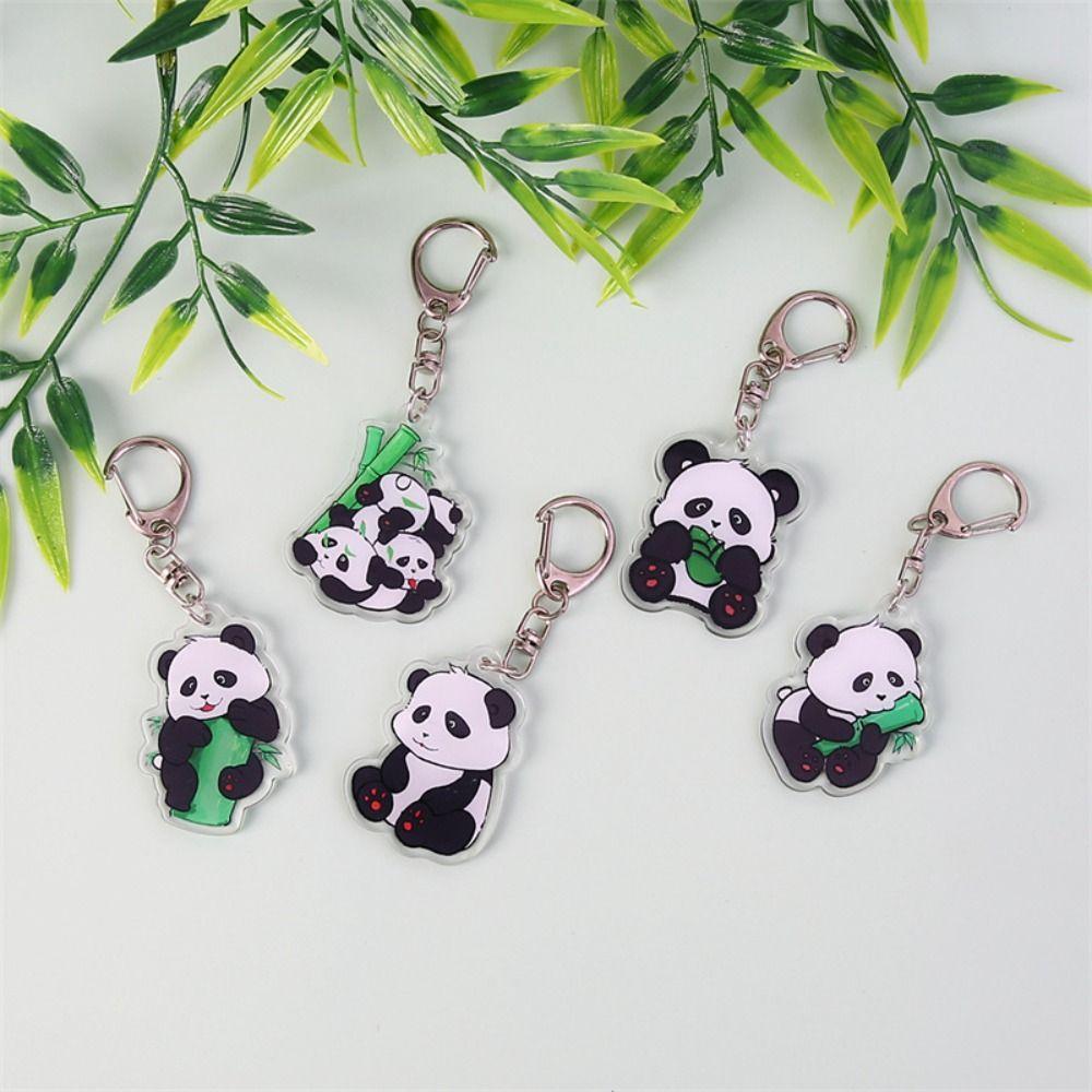 Cartoon Panda Panda Acrylic Keychain Animal Panda Keyring Cartoon Panda Pendant  Schoolbag Pendant