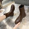 Модные ботильоны челси женские осенне-зимние модные из ПУ кожи на флисе теплые короткие ботинки женская обувь элегантные дизайнерские ботильоны