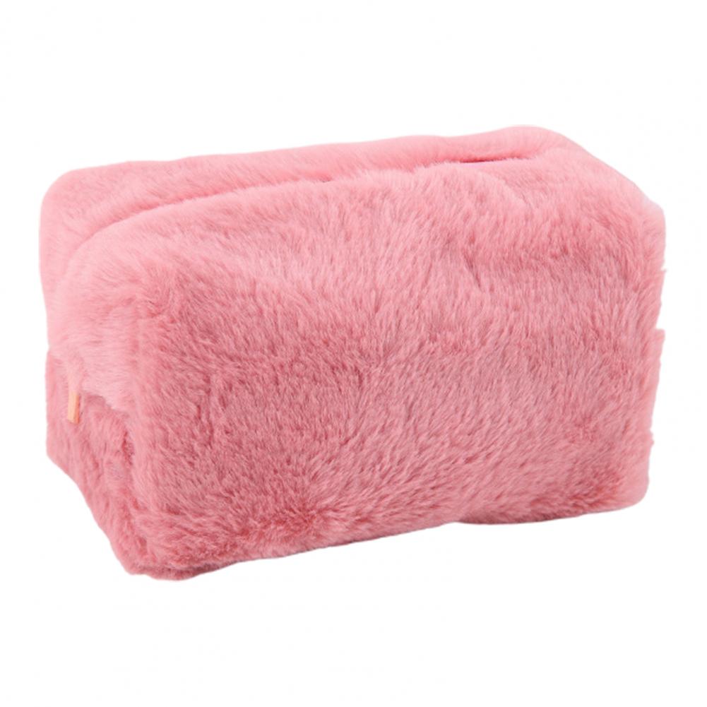Милая меховая косметичка большой емкости, портативная, мягкая, пушистая, плюшевая, однотонная, дорожная, моющая, туалетные принадлежности, косметичка, плюшевая сумка для ручек