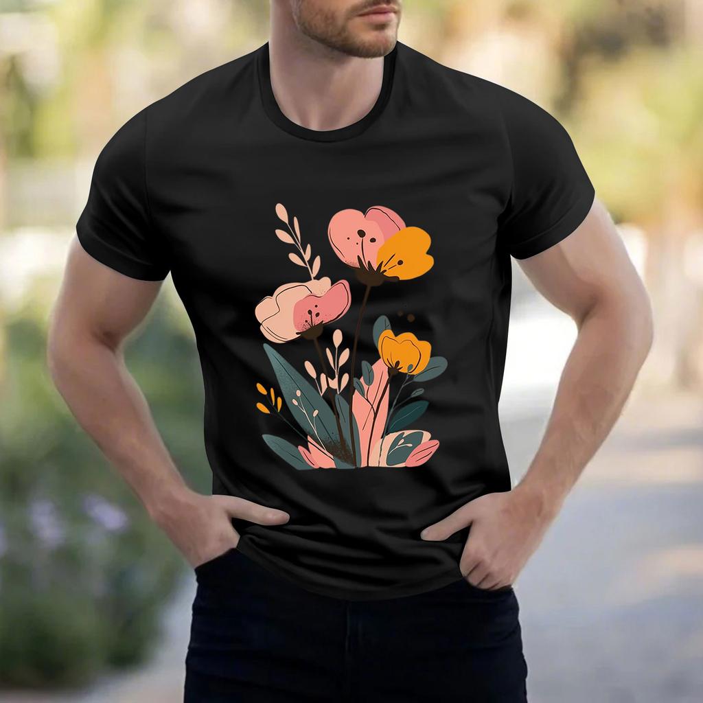 Men's Stand Collar Short Sleeve Shirt Loose Leisure Holiday Shirt Man