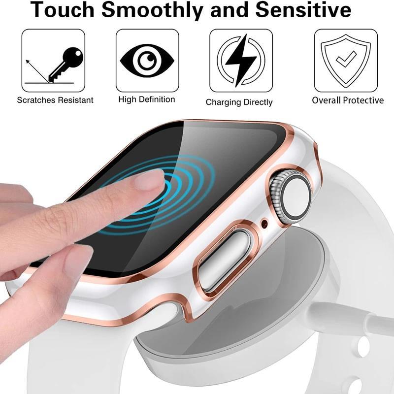Glass+Cover For Apple Watch Case 45mm 41mm 44mm 40mm correa Accessorie Screen Protector for iwatch series 4 5 6 SE 7 8 9
