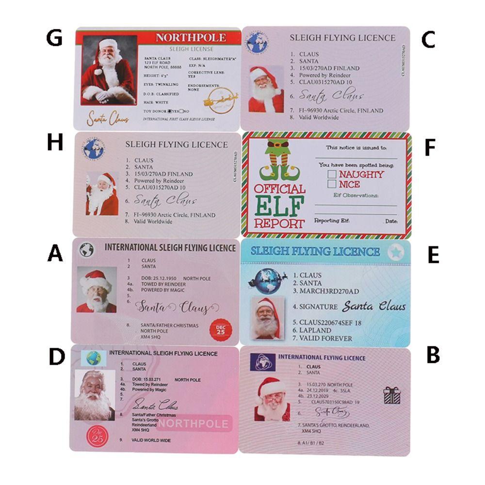Праздничный атрибут Сани Летящие Водительское удостоверение Рождественский подарок Водительское удостоверение Санта-Клауса Рождественская открытка
