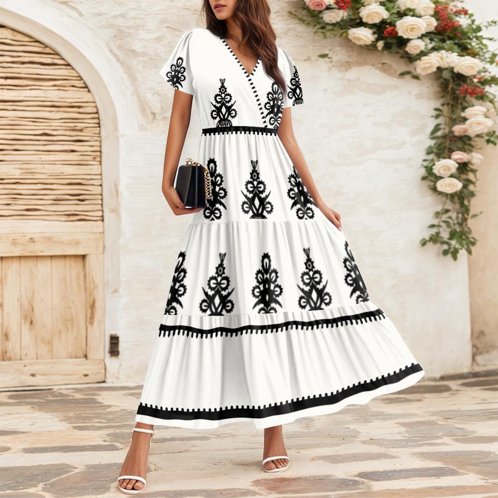 Женские струящиеся платья Женские летние платья Повседневные платья макси с коротким рукавом Официальные платья макси