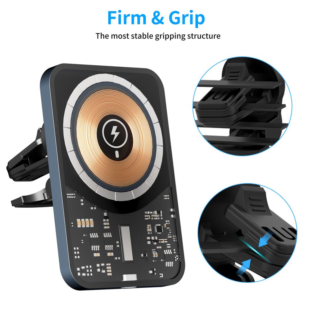 Magnetic Car Holder 15w Fast Wireless Charger For Magsafe Iphone 14 13 12 Pro Max Accessories Induction Charging Mount