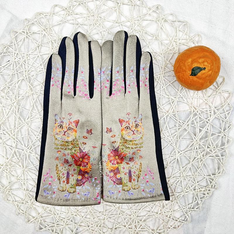 Модные 3D перчатки для масляной живописи женские замшевые флисовые утолщенные термоперчатки для сенсорных экранов