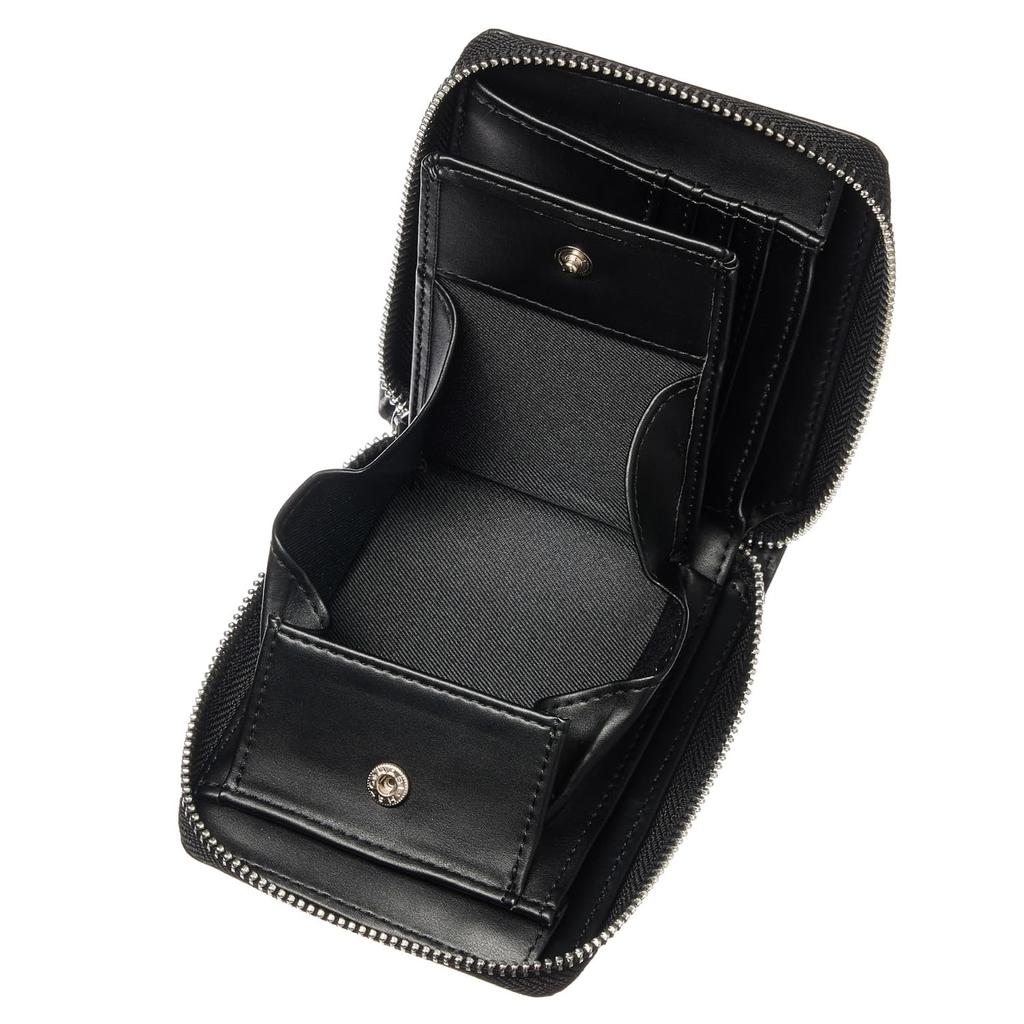 VOICE Carbon Leather Bifold Round Zipper Coin Perfect Boxed Men's Wallet, "Skillfully" Slim, Closure, Easy-to-Use Box-Shaped Pocket, Gift,