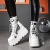 New Women Punk Gothic Motorcycle Boots 2025 Platform Chunky High Heel Ankle Boot Ladies Cool Wedge Woman Black Female Shoes