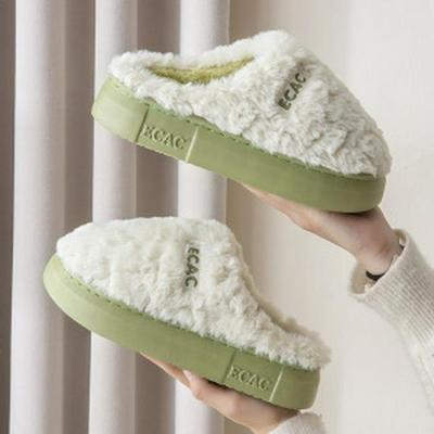 Женские зимние тапочки из плюша и хлопка 2024 года: Плотный, теплый, нескользящий и дезодорирующий — идеально подходит для использования в помещении и в условиях изоляции