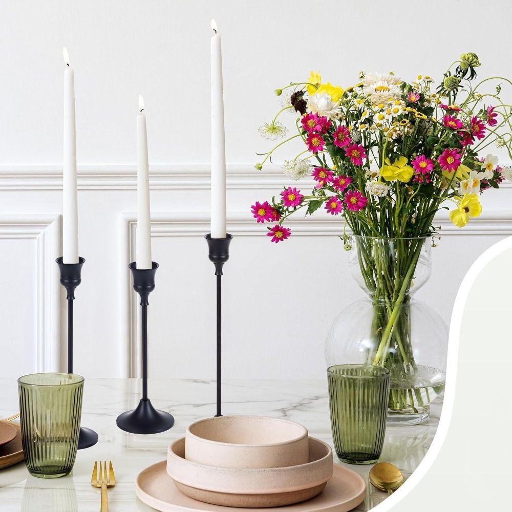 3Pcs Exquisite Metal Romantic Candle Stand European Style Wedding Candelabra Set Dining Table