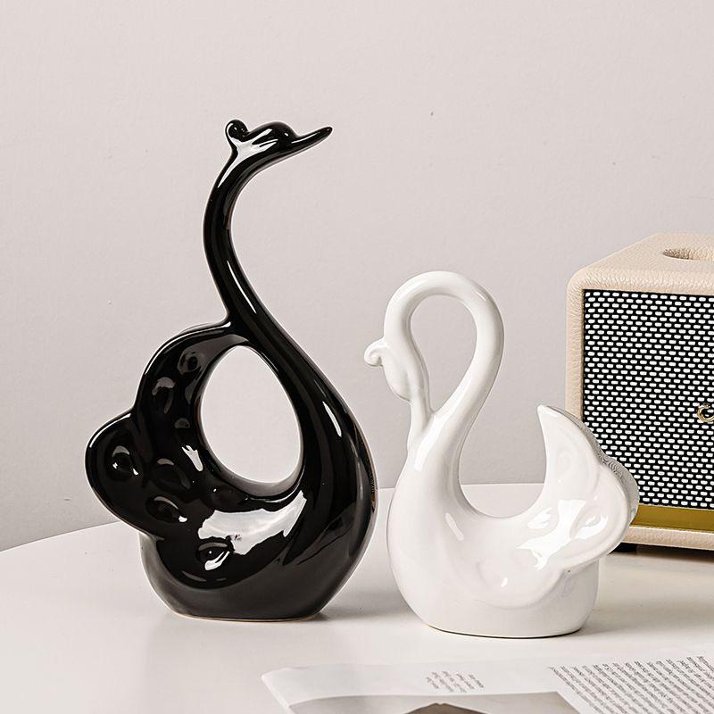 Elegant Swan Couple Ornaments for Living Room and Wine Cabinet Decor