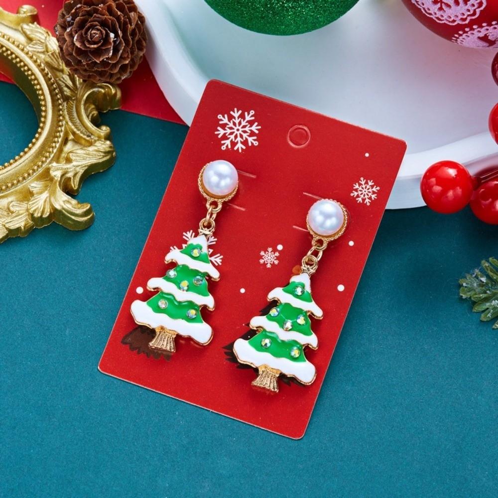 Crystal Christmas Tree Earrings Colorful Crystal Xmas Studs Rhinestone Drop Ear Fashion Women