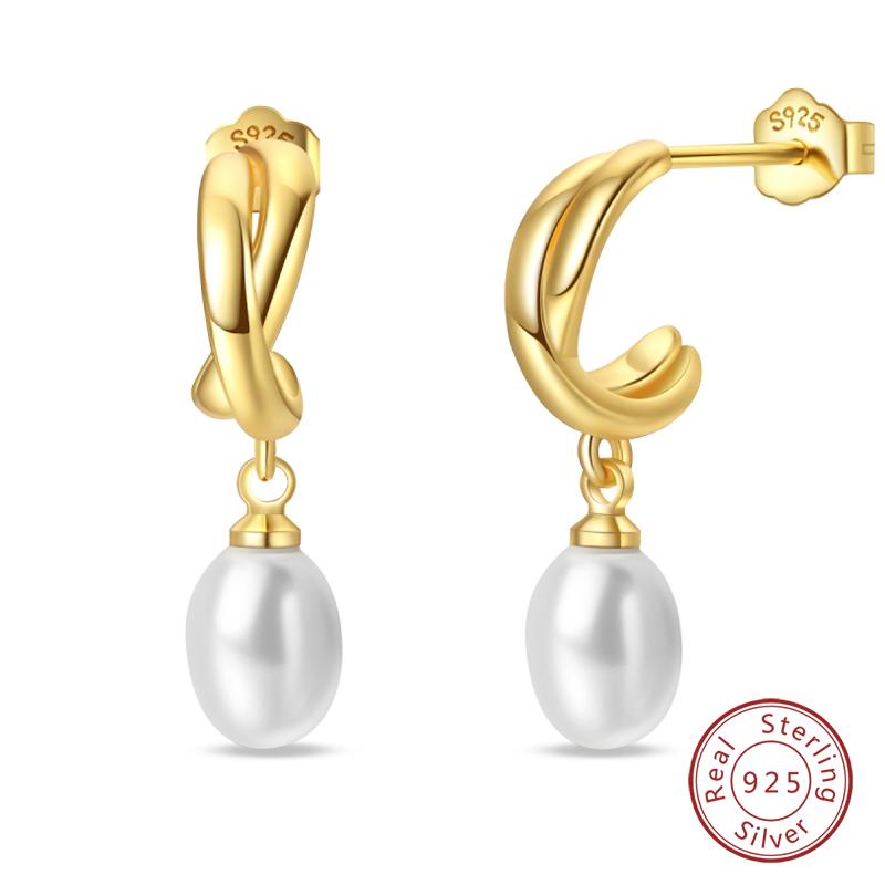 Luxury Golden Conch Starfish Pearl Ear Studs 925 Silver Butterfly Heart Shaped Pendants Pearl Earrings For Women Party Jewelry