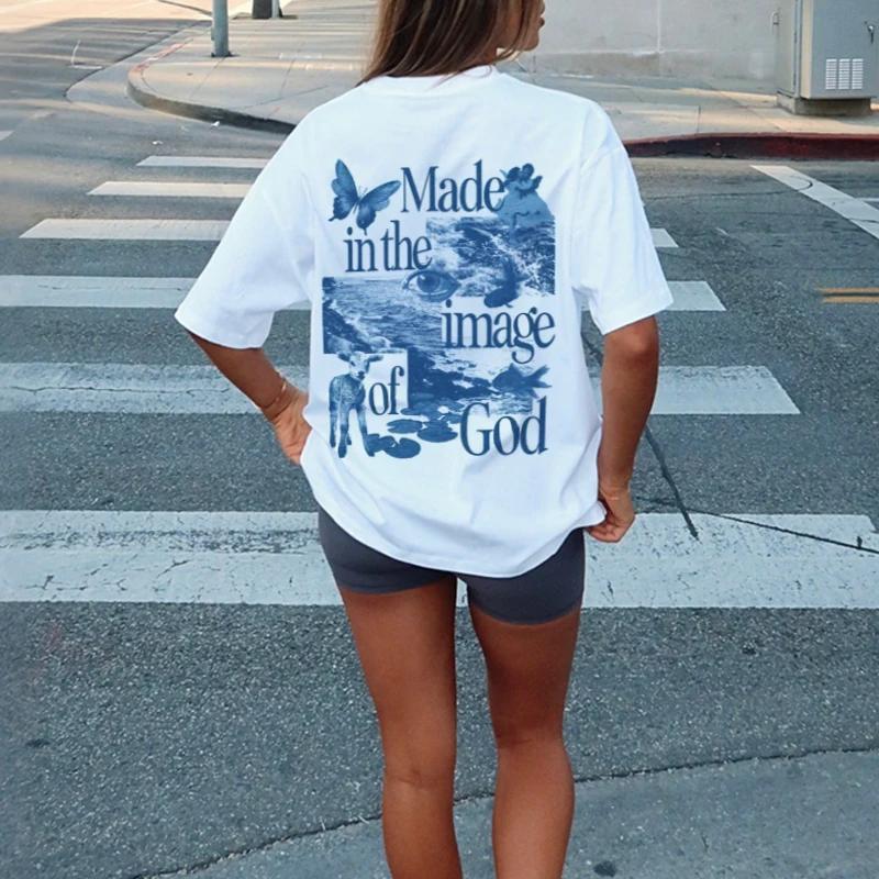 Image of God Church T Shirt Oversized Cool Christian Streetwear Aesthetic Religious Graphic Tees Women Unisex Faith Apparel Gift