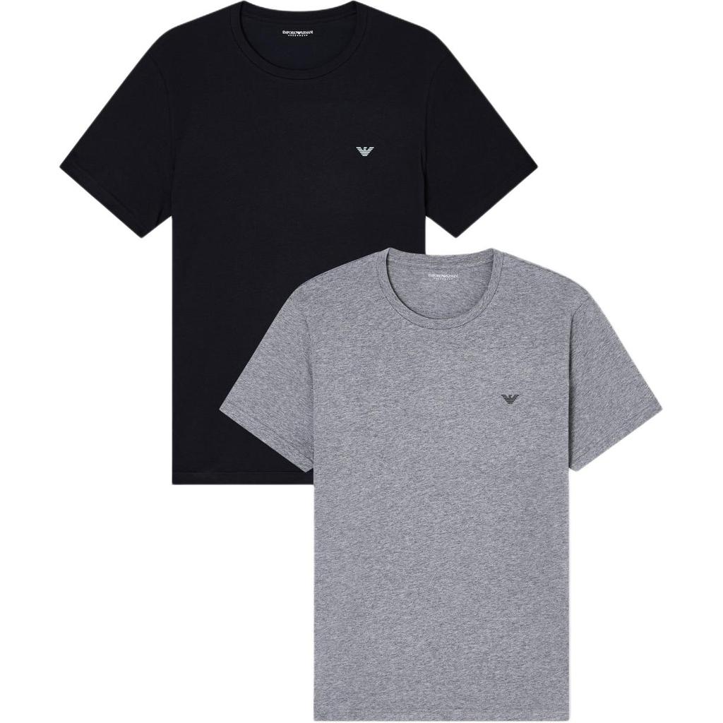 Emporio Armani Мужская спортивная футболка с коротким рукавом и круглым вырезом, двойная упаковка, топ EM000391-AF10776-MC028