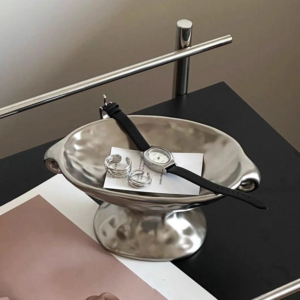 Ceramic Aromatherapy Jewelry Tray Silver Jewelry Storage Tray Candlestick Holder Bathroom Storage