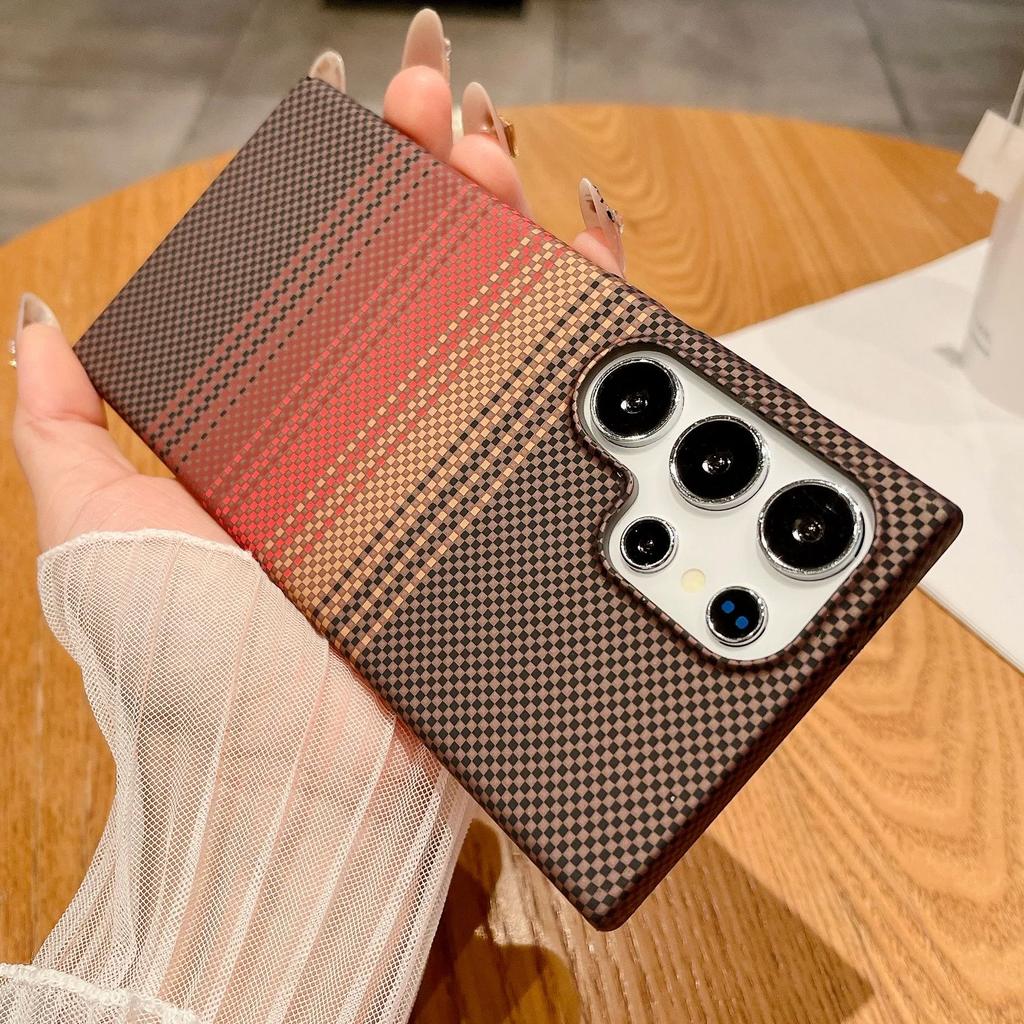 Магнитный чехол с текстурой углеволокна для Magsafe для Samsung S25 S24 S23 S22 Ultra Note 20 10 Plus Матовый ультратонкий жесткий ПК чехол