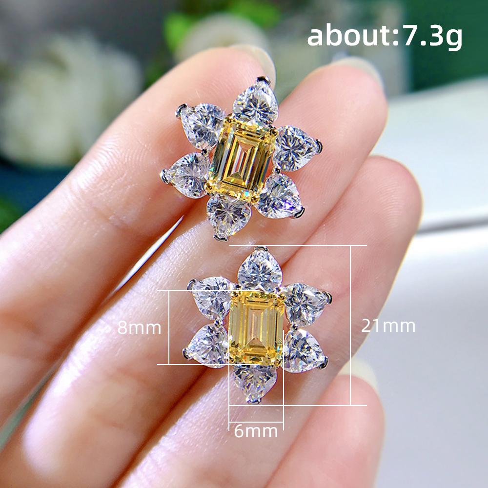 CAOSHI Graceful Yellow Crystal Stud Earrings for Women Temperament Lady Engagement Ceremony Accessories Elegant Female Jewelry