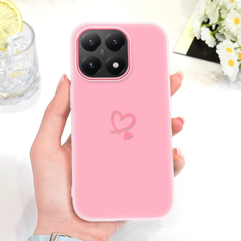 Простой Чехол-Сердечко для Телефона Xiaomi 15T 14T Poco M8 F7 M7 X6 M6 X5 F5 M5S X3 M3 NFC Pro Ultra 5G Конфетного Цвета