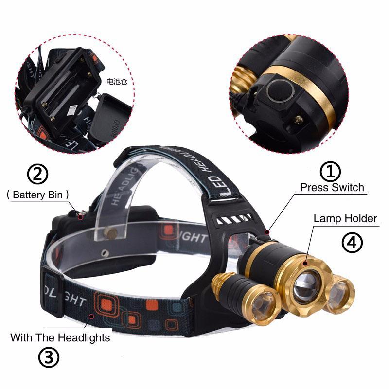 Светодиодные фары с возможностью масштабирования и регулировкой 1 * T6 и; 2 * Q5 USB аккумуляторная лампа налобного света с аккумулятором 18650