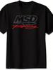 Мужская футболка MSD Racing - Черная с красно-белым принтом, 100% Хлопок 220GSM H