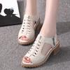 Women's Sandals Square Heel Sandals Summer Shoes Open Toe Zipper Gladiator Sandals Ladies Zipper Platform Sandals