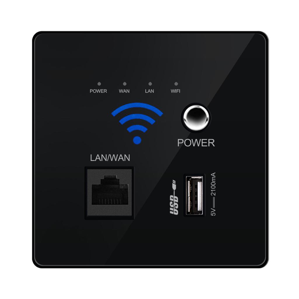 300M Transmission Rate Wireless WIFI Wall Embedded Router USB Charging Socket WiFi Repeater