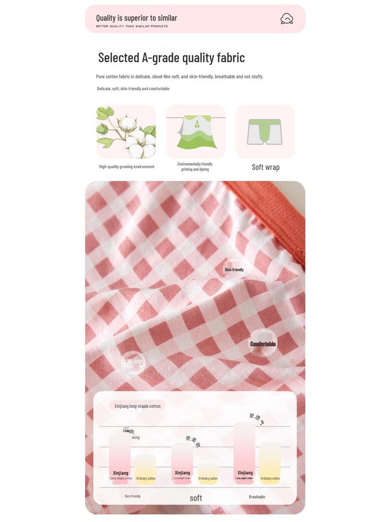 Антибактериальные хлопковые боксеры для девочек - Дизайн с плоскими штанинами без сдавливания для детей