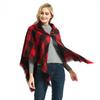 Horn Button Plaid Cloak Shawl