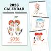 1 шт. Настенный календарь на 2026 год, Милый дизайн с японскими кошками, Кошки-суши, Месячный план на 12 месяцев, Идеальный подарок на дни рождения и праздники