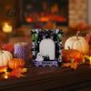 Cat Pumpkin Frame Halloween Wooden Photo Frame Cute Ghost Butterfly Tabletop Decor with Stand Sweet Kawaii Picture Holder for Desk Girly Room