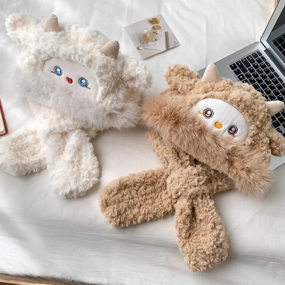 Thickened Ear Protection Hat Warm Lei Feng Cap Kawaii Little Sheep Plush Hat Streetwear
