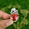 Natural Carnelian 925 Silver Statement Skull And Bone Adjustable Ring For Girls