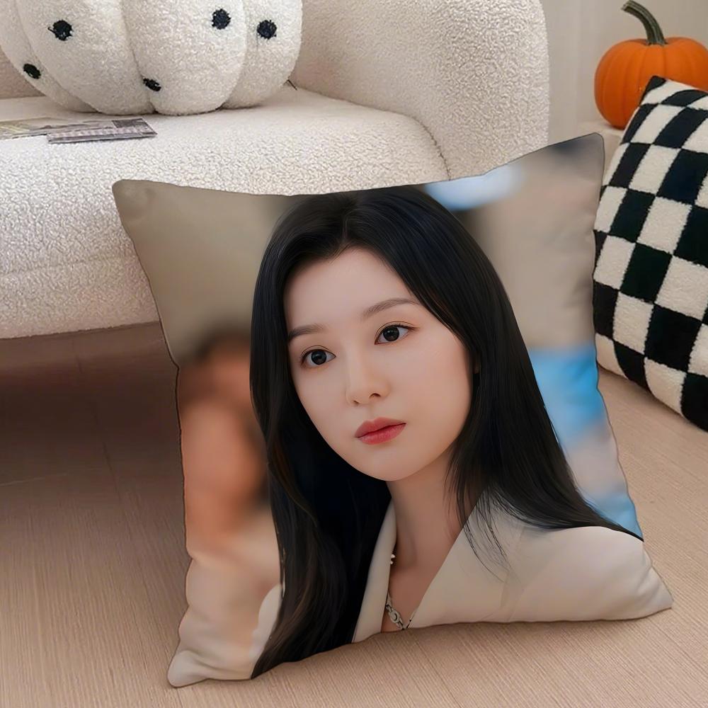 Talented Korean Beautiful Actress KKim Ji Won Cushion Cover Throw Pillow Cover Hidden Button Durable Polyester Chair Cushion