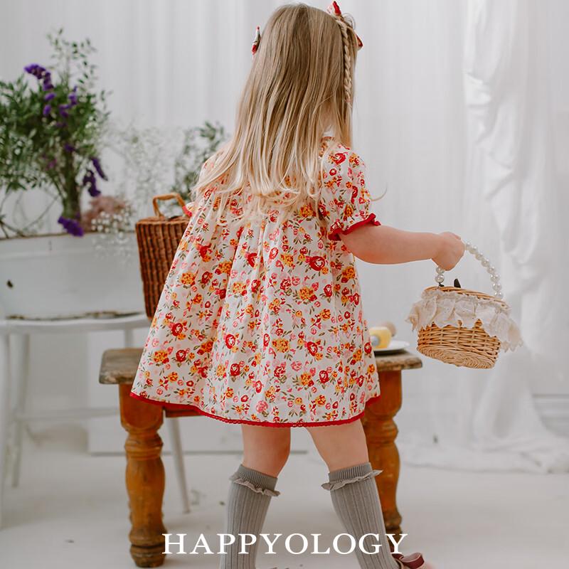 Девочкино платье Happyology с цветочной вышивкой с коротким рукавом