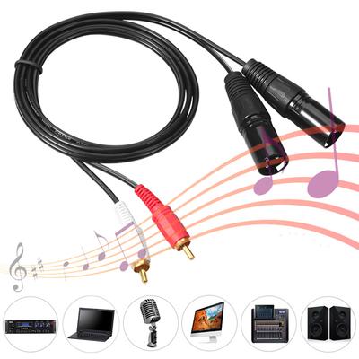 2 RCA Папа - Двойной XLR Папа Аудиокабель Черный HIFI Стерео Аудиокабель для Микрофона Микшера Усилителя для Наушников