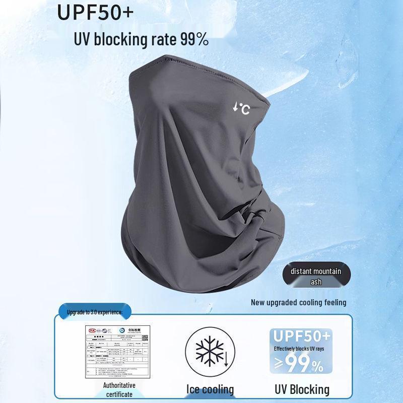 Защита шеи и лица UPF50+ из ледяного шелка: Маска для защиты от солнца и УФ-излучения с дышащим щитком для глаз