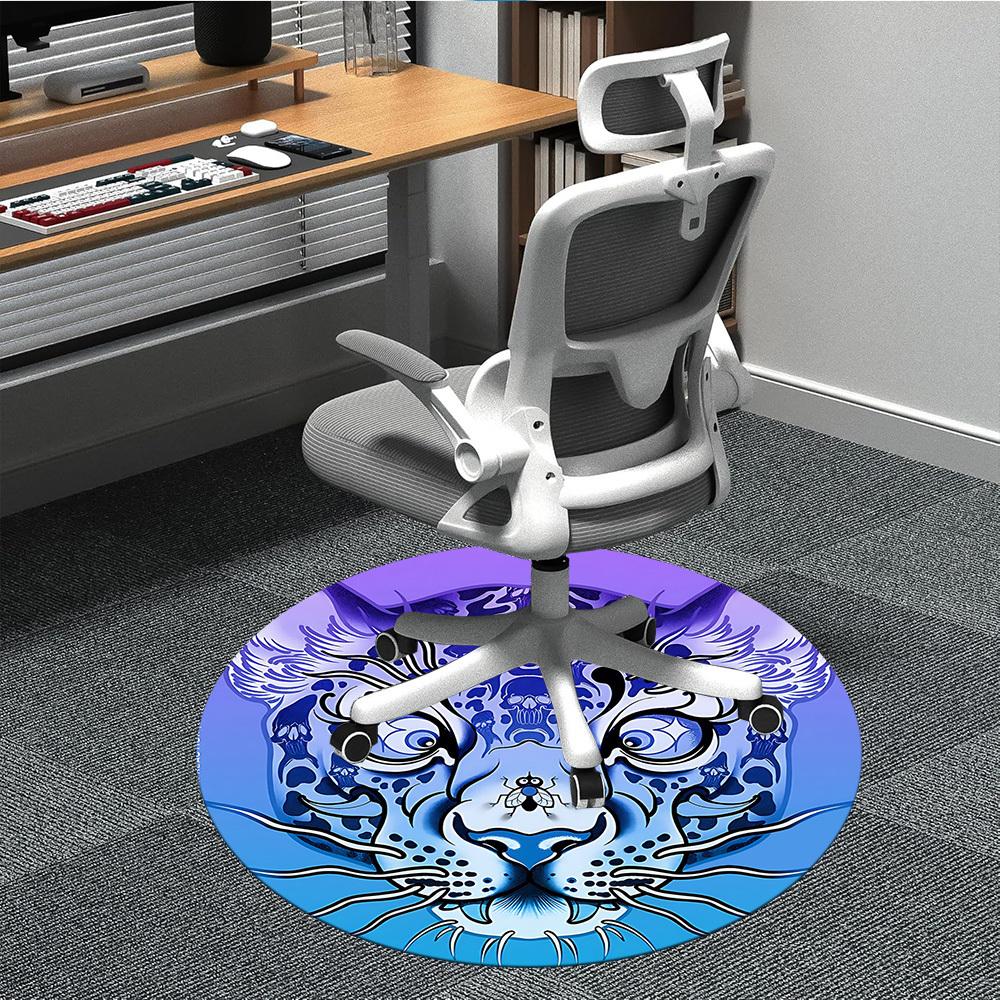 1pc Tiger Skull Office Round Area Rug, Indoor Mat Suitable For Office, Under Office Chairs Bedroom Living Room Home Decor, Room Deco